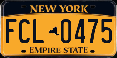 NY license plate FCL0475