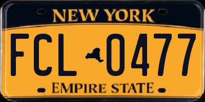 NY license plate FCL0477