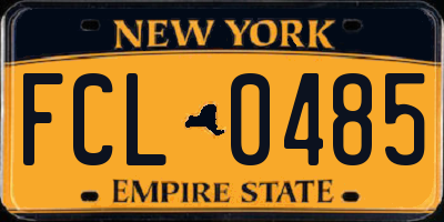 NY license plate FCL0485