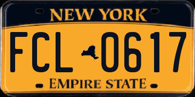 NY license plate FCL0617