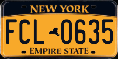 NY license plate FCL0635