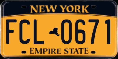 NY license plate FCL0671