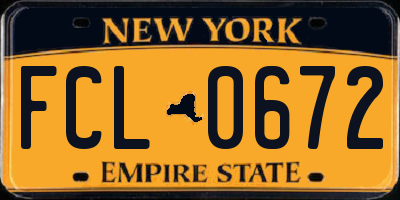 NY license plate FCL0672