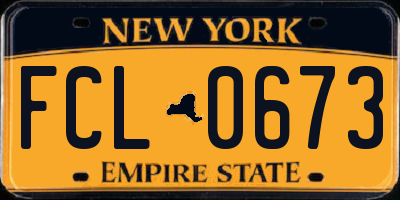 NY license plate FCL0673