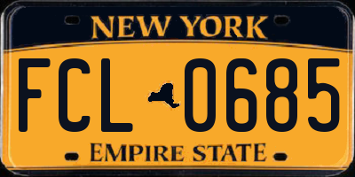 NY license plate FCL0685