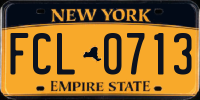 NY license plate FCL0713