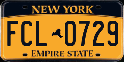 NY license plate FCL0729
