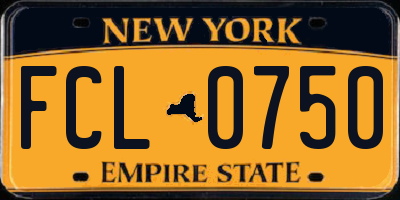 NY license plate FCL0750