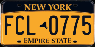 NY license plate FCL0775