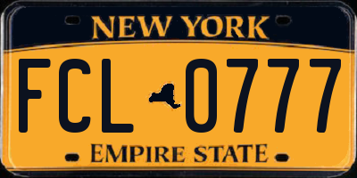 NY license plate FCL0777
