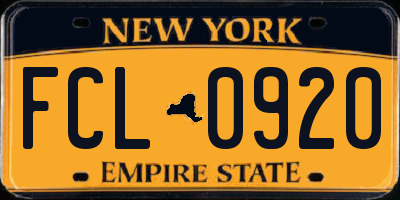 NY license plate FCL0920