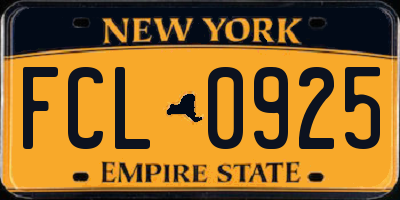 NY license plate FCL0925