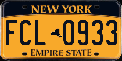 NY license plate FCL0933