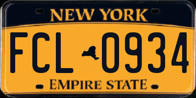 NY license plate FCL0934