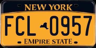 NY license plate FCL0957