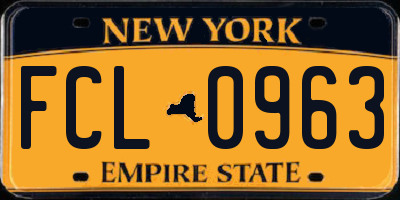 NY license plate FCL0963