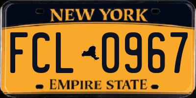 NY license plate FCL0967