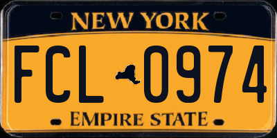 NY license plate FCL0974