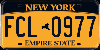 NY license plate FCL0977
