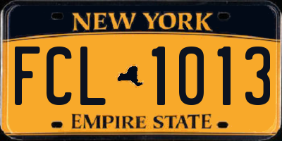 NY license plate FCL1013