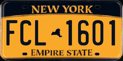 NY license plate FCL1601