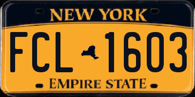 NY license plate FCL1603