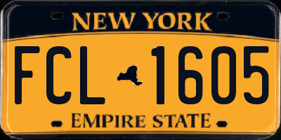 NY license plate FCL1605