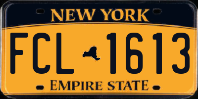 NY license plate FCL1613