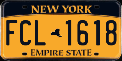 NY license plate FCL1618