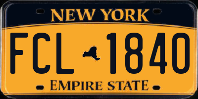 NY license plate FCL1840