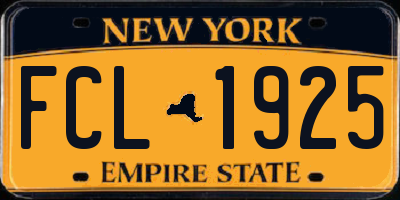 NY license plate FCL1925