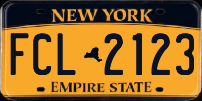 NY license plate FCL2123