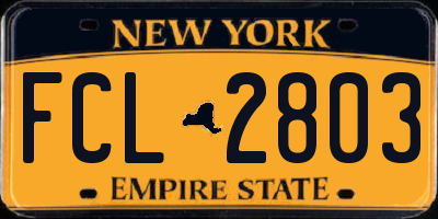 NY license plate FCL2803