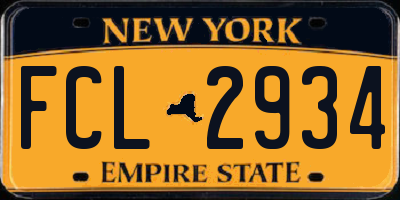 NY license plate FCL2934