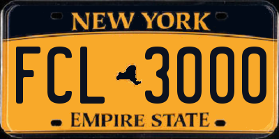 NY license plate FCL3000