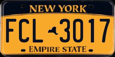 NY license plate FCL3017
