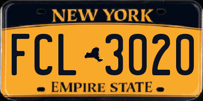 NY license plate FCL3020