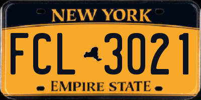 NY license plate FCL3021