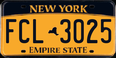 NY license plate FCL3025