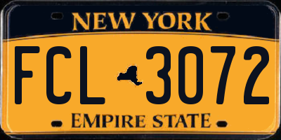 NY license plate FCL3072