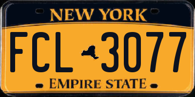 NY license plate FCL3077