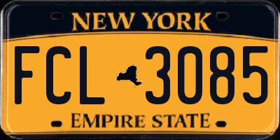 NY license plate FCL3085