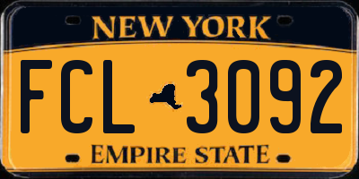 NY license plate FCL3092