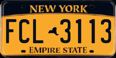 NY license plate FCL3113