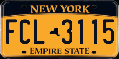 NY license plate FCL3115