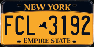 NY license plate FCL3192