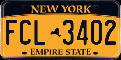 NY license plate FCL3402