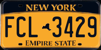 NY license plate FCL3429