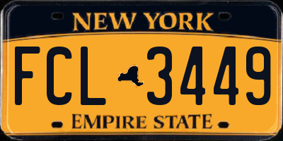NY license plate FCL3449