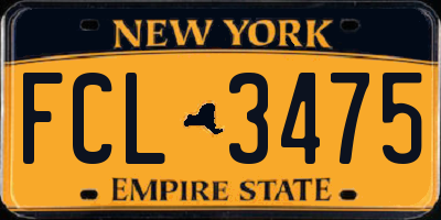 NY license plate FCL3475